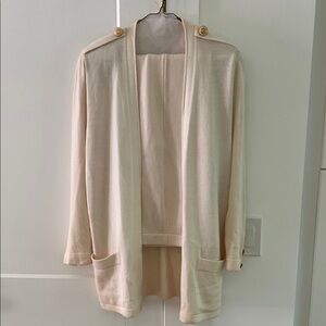 St. John Cream Knit szL Cardigan sz8 Pant